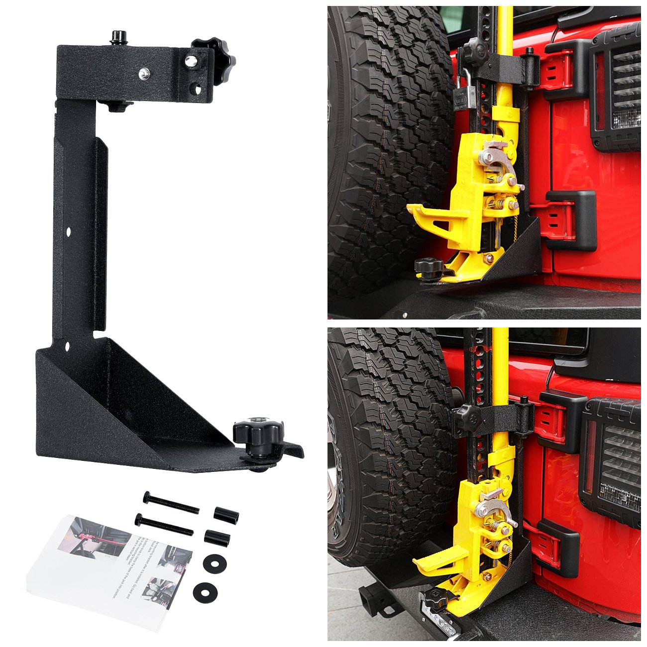 Partol High Lift Jack Mount Off Road Tailgate Jack Mounting Bracket Kit For 2007 2017 Jeep Wrangler Jk