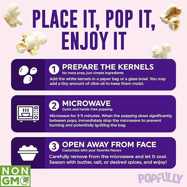 POPFULLY MARSHMALLOW TREAT POPCORN, SHARING BAGS, SWEET FLAVOR, BIG POP, MICRO POPCORN BAGS – 3-PACK