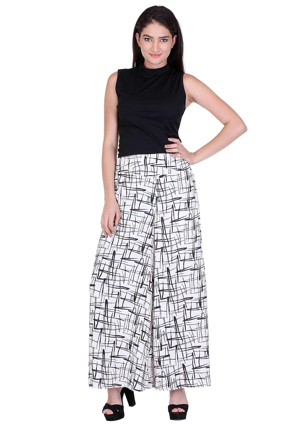 deewa lined white printed palazzo