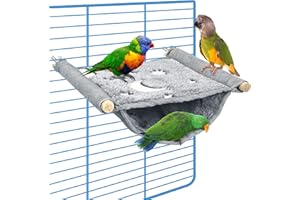 Nobgum Winter Warm Bird Bed, Luminous Hanging Hammock Bed, Double Layer Snuggle Hut Birds Nest, Bird Toys for Parakeets Budgie Parrot Cockatiel Lovebird Finch Other Small Animals