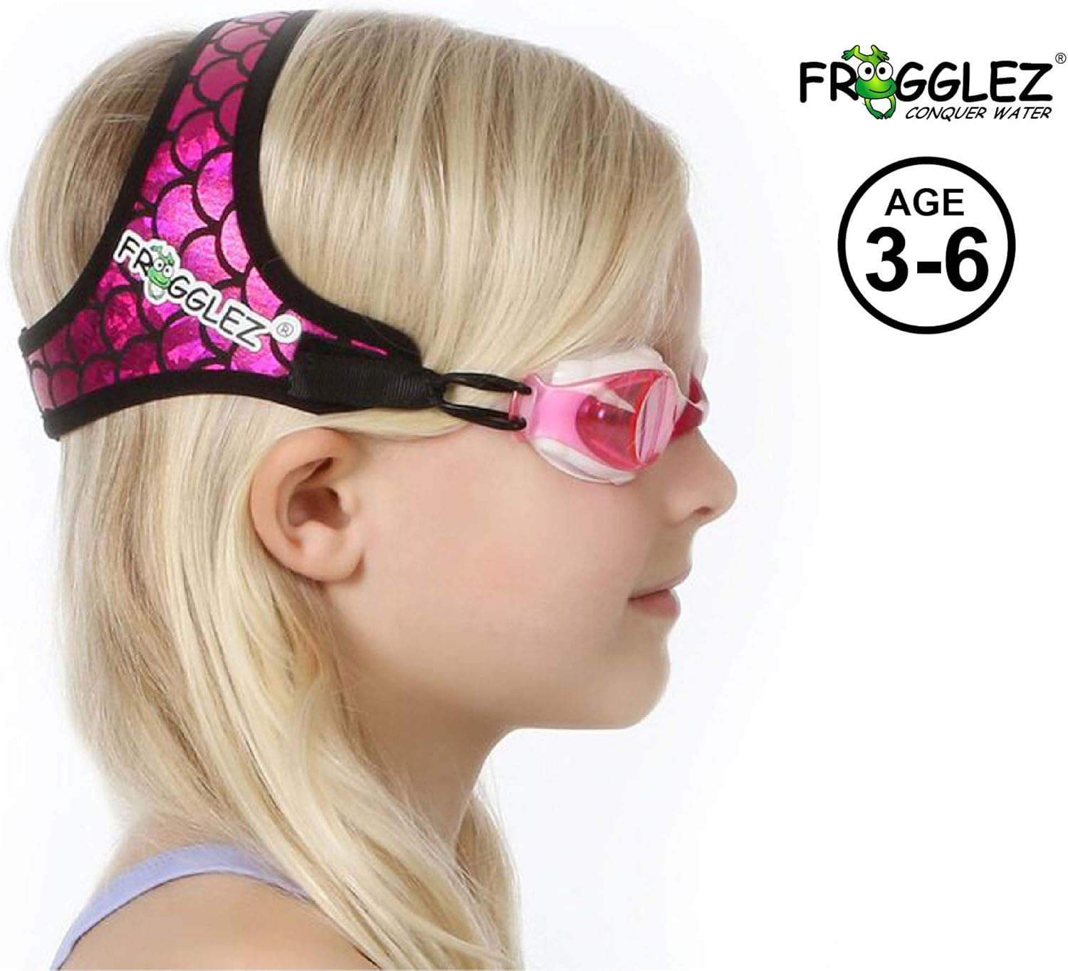 Frogglez Comfort Kids Swimming Goggles with Custom Fit Neoprene Straps