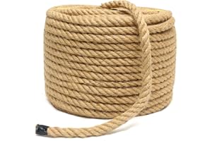 XINSHUNCAN Jute Rope 1/2 Inch 200 Feet Hemp Rope for Deer, Heavy Duty, Twisted, Natural, Tug of War, for Crafts, Home Decorating Gardening Bundling