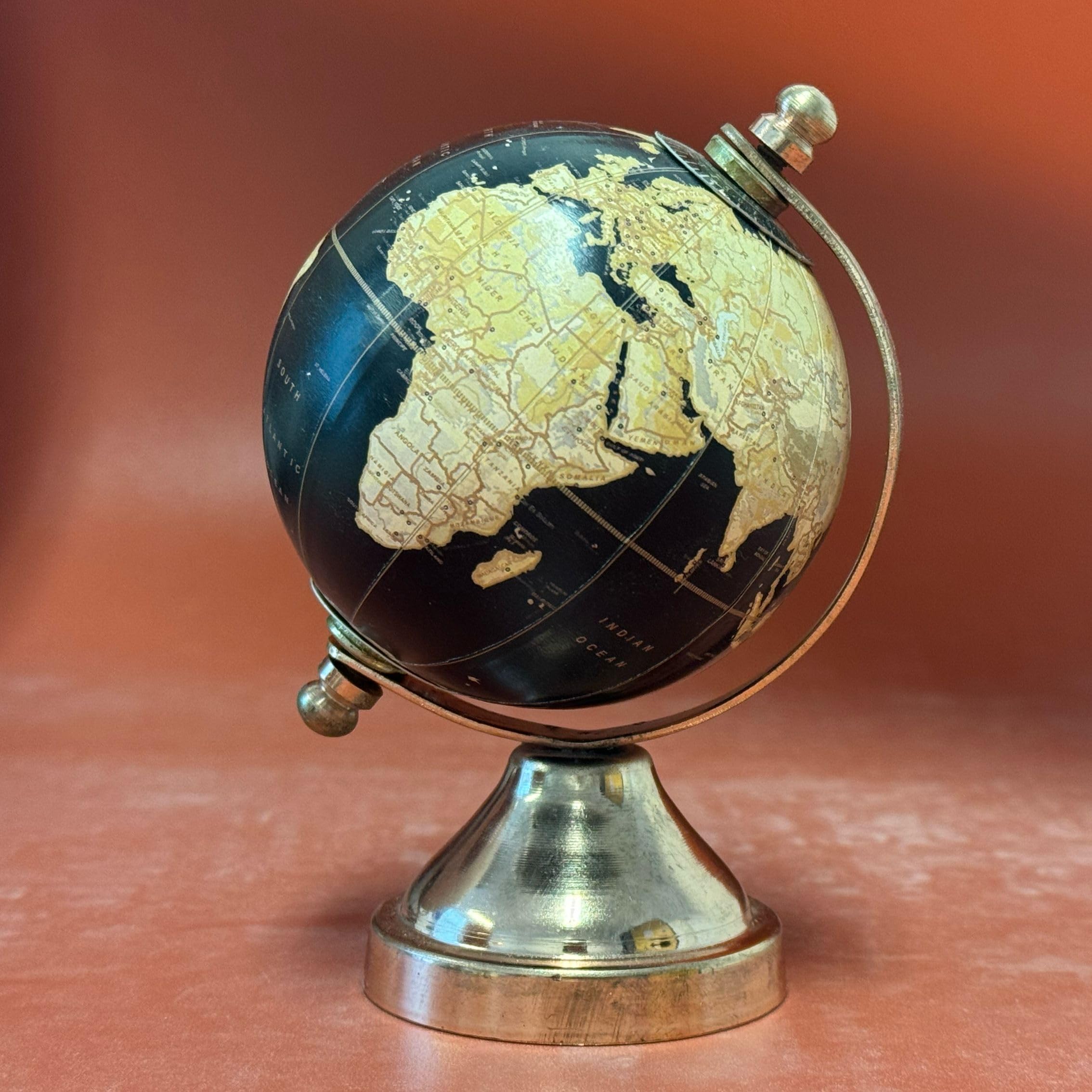 EXERZ 8cm Mini Globe with Bronze Base, Handcraft Decorative Globe SI-3937 (Black, 8cm)