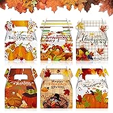 Threetols 12 Pack Thanksgiving Treat Boxes, Orange Pumpkin Fall Gift Boxes Autumn Turkey Maple leaf Foldable Boxes Thanksgiving Party Favor Boxes Harvest Candy Gift Wrap Boxes for Fall Party Supplie