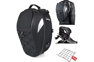 MIHUNTER Motorcycle Tail Bag,Seat Bag,Dual Use Waterproof Helmet Bag for Motorbike - with One Extra Motorcycle Cargo Net