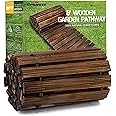 RELIANCER 8' Wooden Garden Pathway,Outdoor Roll Out Cedar Straight Walkway,Patio Path Decorative Garden Boardwalk Walkways,Weather-Resistant Roll Up Beach Wood Road Floor,Wedding Party Pathways