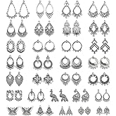 JIALEEY Antiqued Tibetan Silver Earring Chandelier Earring Jewelry Making Kit for Earring Drop and Charm Pendant Assorted Pack (30Pair 60Pcs)