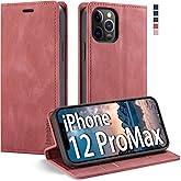 japezop iPhone 12 Pro Max Wallet Case for Women with [RFID Blocking] Credit Card Holder, Leather Flip Case Wallet for iPhone 12 Pro Max 6.7 Inch(Wine Red)