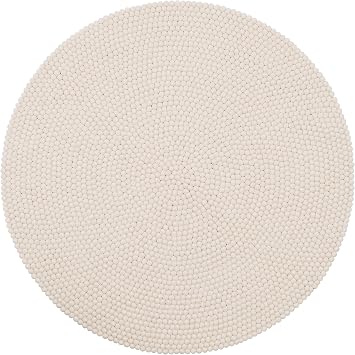 Myfelt Linea Filzkugelteppich Rund Schurwolle Weiss O 140 Cm