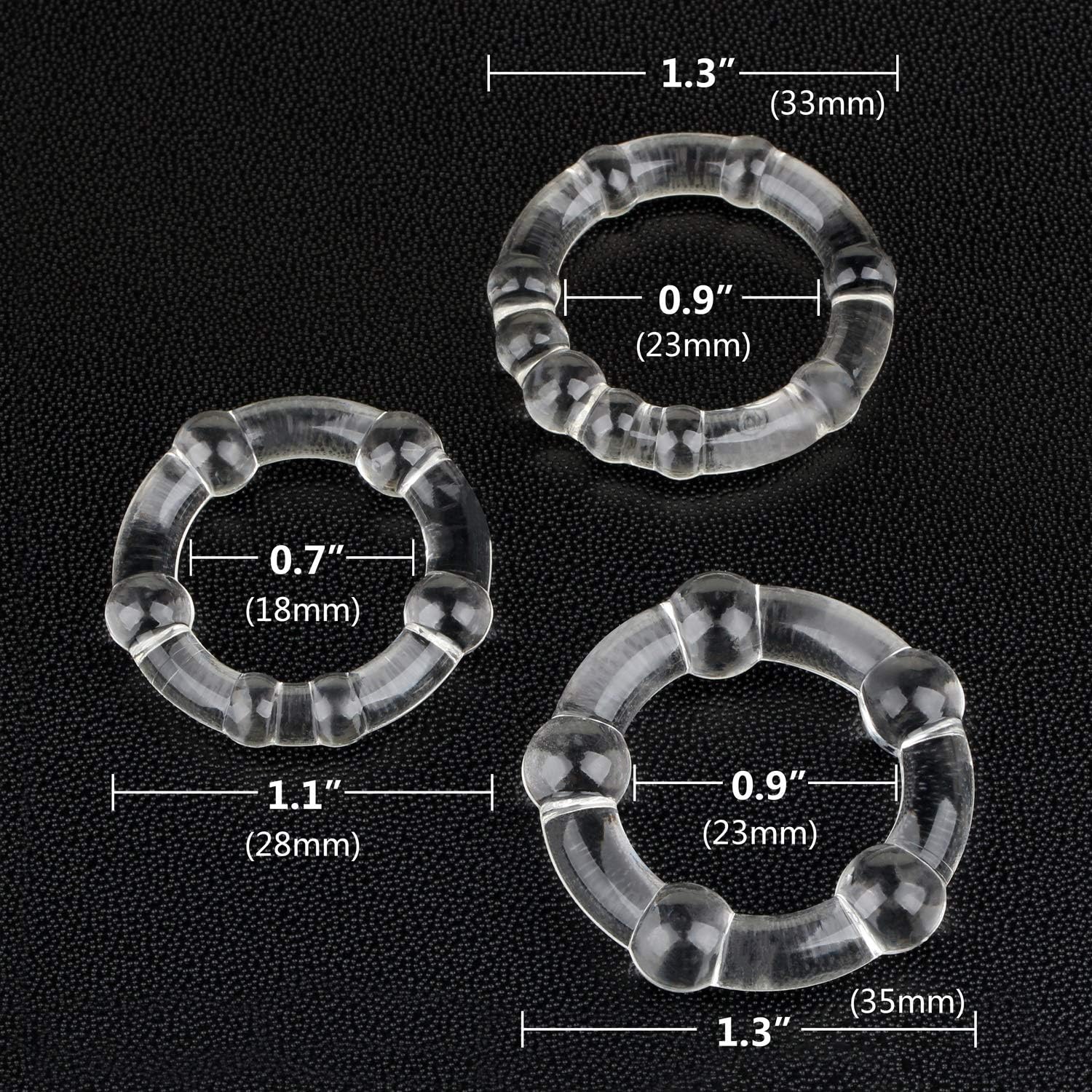 BINFEN Set of 3 pcs Premium Quality Silicone Exercise Bands - Super Soft Time Delay Men Rings Crystal OA-8