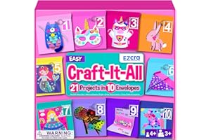 EZCRA Craft Box for Kids Ages 4-8 - 21 Projects - Unicorn Fantasy Arts and Crafts Kits - Complete Activity Set – No Mess Educ