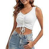 LUXEBOLD Tank Top for Women Sleeveless V Neck Ribbed Knit Crop Tops Trendy Summer Stretchy Cami Shirts