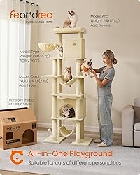 Feandrea Cat Tree, 79.1 Inch Tall Cat Tower for