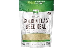 NOW Foods, Organic Golden Flax Seed Meal, Source of Essential Fatty Acids and Fiber, Cold-Processed, Certified Non-GMO, 22-Ounce (Packaging May Vary)