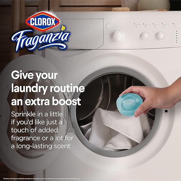 CLOROX FRAGANZIA LAUNDRY SCENT BOOSTER CRYSTALS, IN-WASH FRAGRANCE BEADS FOR FRESH-SMELLING CLOTHES & LINENS, SAFE FOR ALL FABRICS & COLORS, EASY-POUR BOTTLE, OCEAN SCENT, 70 OZ