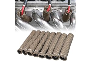 BLISSSHINE 8 PCS Spark Plug Wire Heat Shield Sleeve 2500° Spark Plug Boot Protector Wrap for 6 Inch for Ls1/Ls2 Sbc Bbc 350 454 Plug Wire Covers —Titanium
