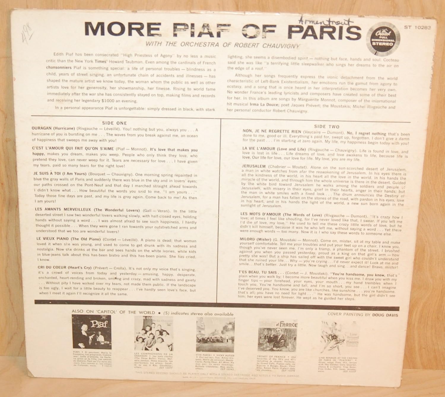 Edith Piaf More Piaf Of Paris With The Orchestra Of Robert Chauvigny Amazon Com Music