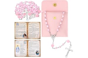 Quelay Rosary for Women Catholic Gifts Our Lady of Rosary Beads Pray Card Necklace Confirmation Gifts