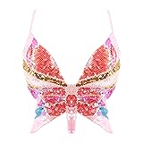 Mocure Women's Sparkly Butterfly Sequin Crop Top