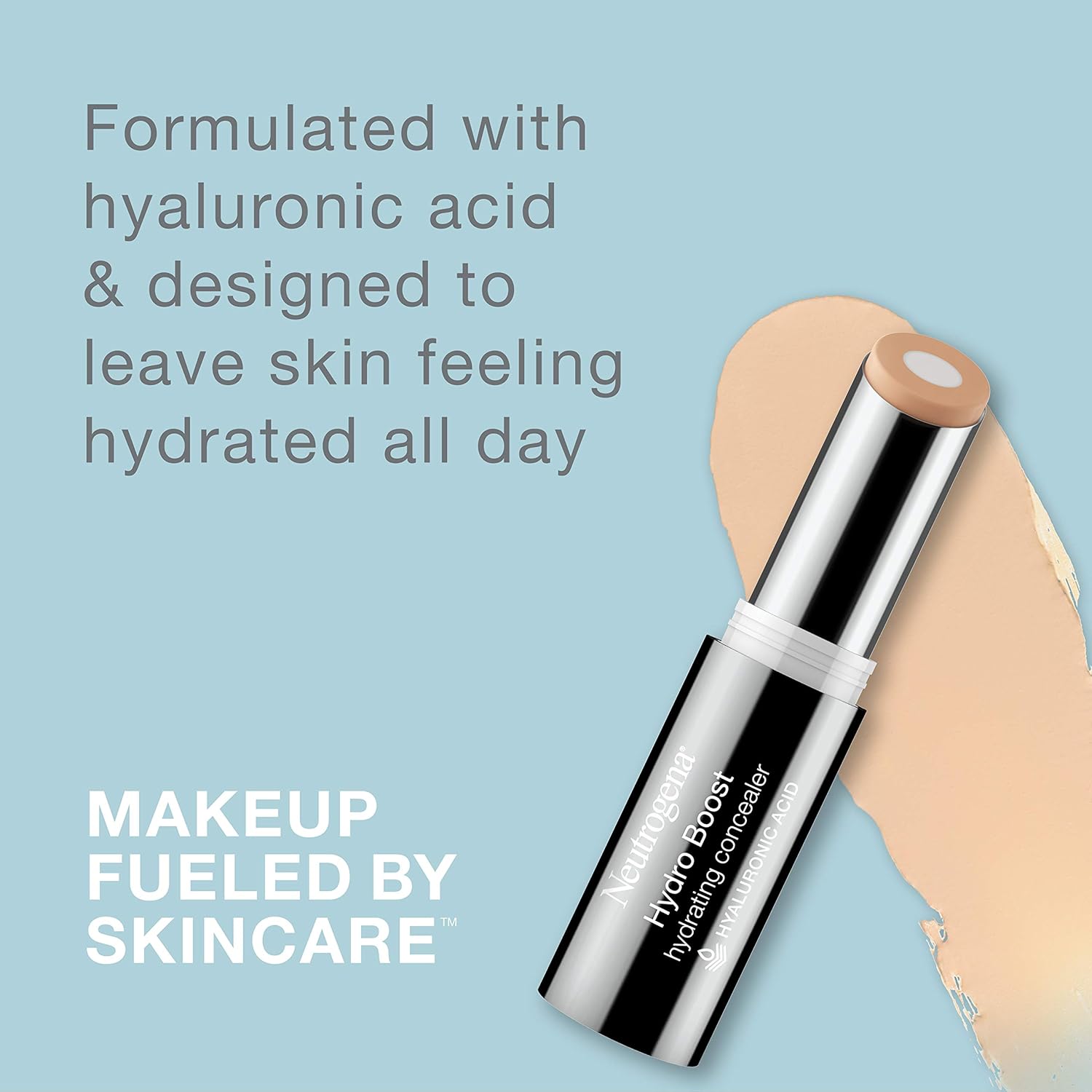 Neutrogena Hydro Boost Hydrating Concealer Stick for Dry Skin, Oil-Free, Lightweight, Non-Greasy and Non-Comedogenic Cover-Up Makeup with Hyaluronic Acid, 20 Light, 0.12 Oz : Beauty