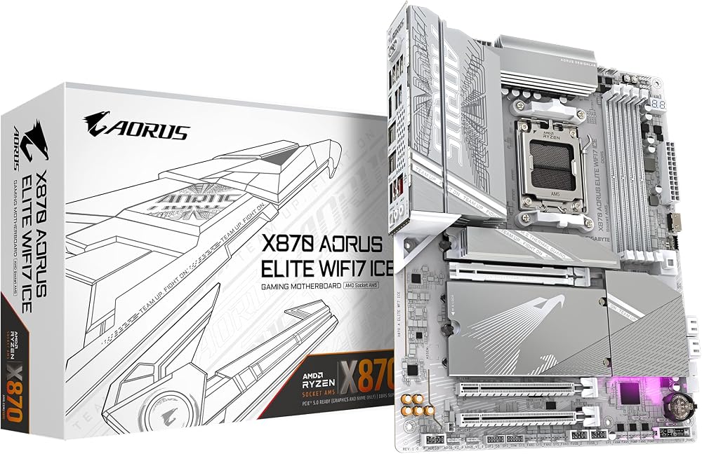 GIGABYTE X870 AORUS ELITE WIFI7 ICE Motherboard AM5 Ryzen 9000 16+2+2 VRM