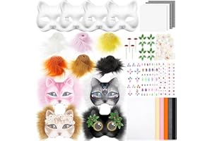 Seenelling 31 Pcs DIY Therian Mask Kit Blank Cat Mask Material Kit Accessories Set for Therian Gear Stuff