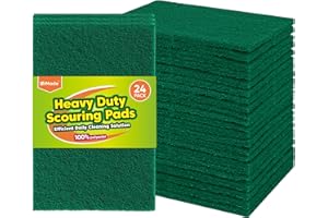 UNIMADE Heavy Duty Scouring Pads, 24Pcs Household Scour Pads for Kitchen, Garage and Outdoors, Reusable Dish Scrubber Pads for Pan and Metal Grill - Green