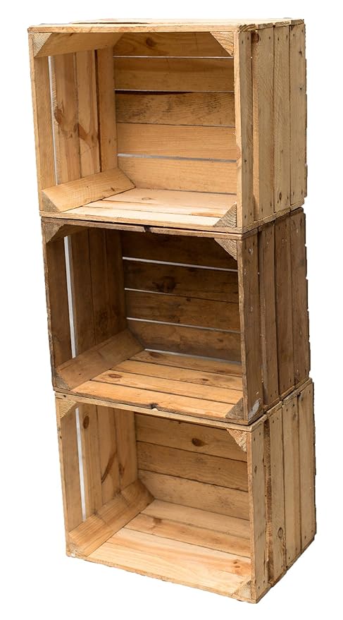 3er Set Vintage Holzkiste OBSTKISTE Weinkiste Used Look stabil und gereinigt