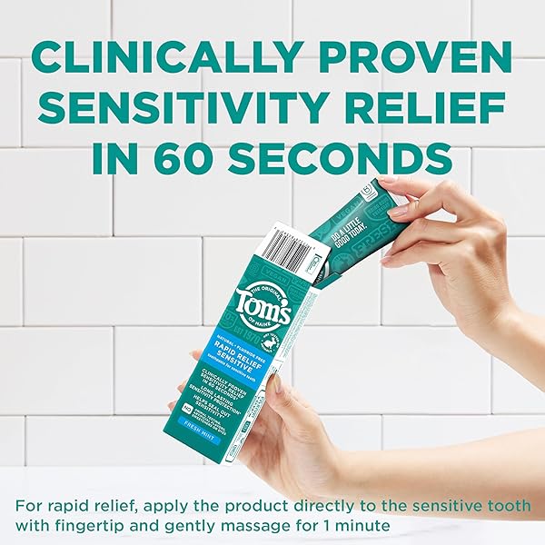TOM’S OF MAINE FLUORIDE-FREE RAPID RELIEF SENSITIVE TOOTHPASTE, FRESH MINT, 4 OZ. 3-PACK (PACKAGING MAY VARY)