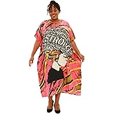 KARA CHIC BY NF Kaftan Dress African Print Loose-Fit Maxi Dresses For Beach, Casual wear, Lounge wear, Cover Up With Headwrap