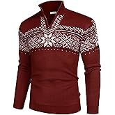 COOFANDY Men's Quarter Zip Pullover Sweater Casual Zip Up Polo Sweater Knit