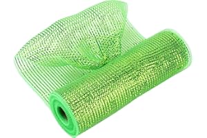 MEEDEE 10 Inch Green Mesh Lime Green Mesh Ribbon 10 Yards Halloween Deco Mesh Roll Halloween Mesh for Wreaths, Christmas Tree Mesh Garland, Bow Making, Halloween Mesh Wreath Supplies
