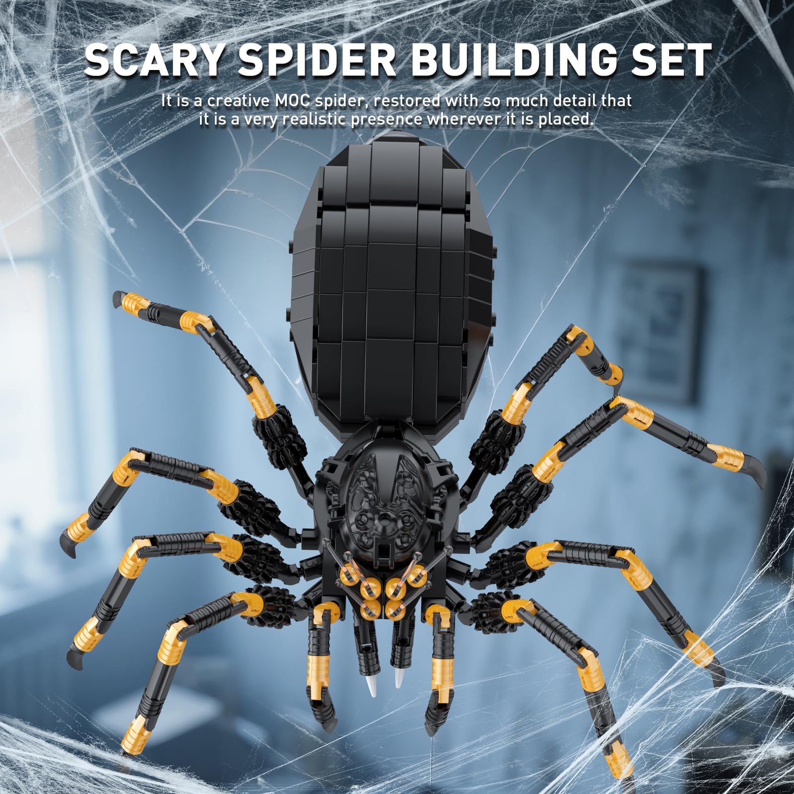 Vziimo Spider Bausteine, Tiere Klemmbausteine, 445 Teile Spinne Tier Deko Modell, MOC Kreatives Geschenk für Erwachsene und Junge Menschen ab 15+ 4