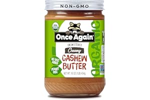 Once Again Organic Creamy Cashew Butter, 16oz - Unsweetened - USDA Organic, Gluten free Certified, Vegan, Kosher, Peanut Free - Glass Jar… (1 Jar)