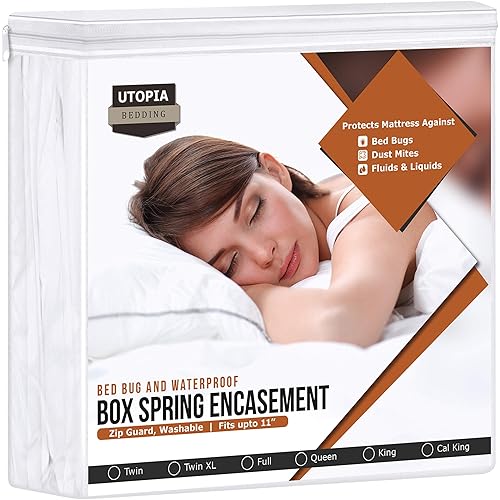 Utopia Bedding 120 GSM Waterproof Box Spring Encasement, Breathable, Zippered, Bed Bug Proof, Fits 11 Inches Deep, Easy Care (King)