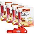 Knox Gelatine Unflavored Clear, 1 oz (Pack of 4) with By The Cup Measuring Spoons