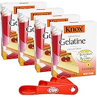 Knox Gelatine Unflavored Clear, 1 oz (Pack of 4) with By The Cup Measuring Spoons