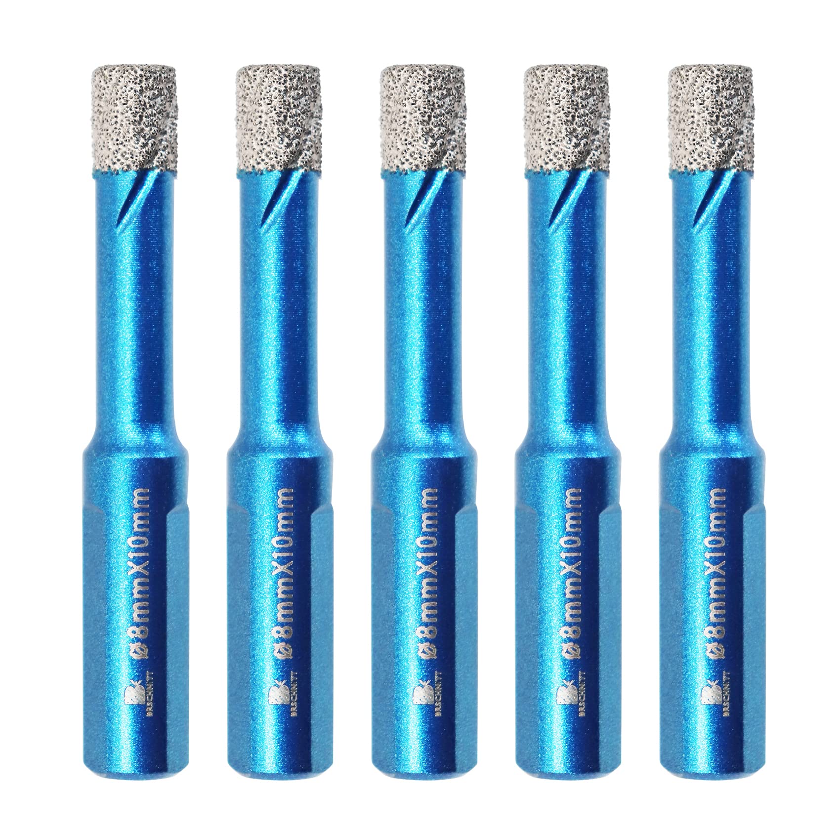 Dry Diamond Core Drill Bit Set,BRSCHNITT 5pcs 8mm Diamond Hole Saw Core Drill Bit with Triangle Shank for Porcelain Tile Ceramic Stone Granite Marble — image 1