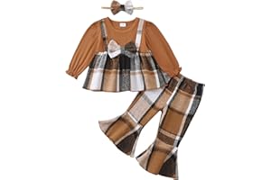 Kucnuzki Toddler Baby Girl Clothes Outfit Long Sleeve Blouse Polo Shirt Top Flare Leggings Pants Two Piece Outfits Set