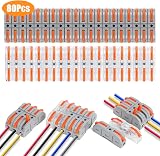 flintronic 80Pcs Wire Connectors 2 Pin Peel-free Push-type Quick Splice 18-22AWG