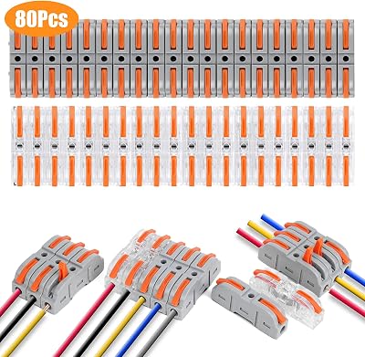 flintronic 80Pcs Wire Connectors 2 Pin Peel-free Push-type Quick Splice 18-22AWG