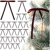 Tsorode 24 Pcs Burgundy Velvet Bows for Christmas Tree,Dark Red Velvet Bows Ornaments Christmas Tree Bow for Gift Wrapping Door Vintage Garland Wreath,Rustic Holiday Decor-3/8'' Wide, 5 x 7 inch