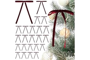 Tsorode 24 Pcs Burgundy Velvet Bows for Christmas Tree,Dark Red Velvet Bows Ornaments Christmas Tree Bow for Gift Wrapping Door Vintage Garland Wreath,Rustic Holiday Decor-3/8'' Wide, 5 x 7 inch