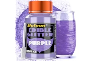 MULOEN Purple Edible Glitter - 30 Grams 100% Edible Glitter for Drinks, Cake Decorating Supplies, Cookie Decorating Supplies, Strawberries, Cookie, Cocktails, Chocolate, etc. Luster Dust Edible