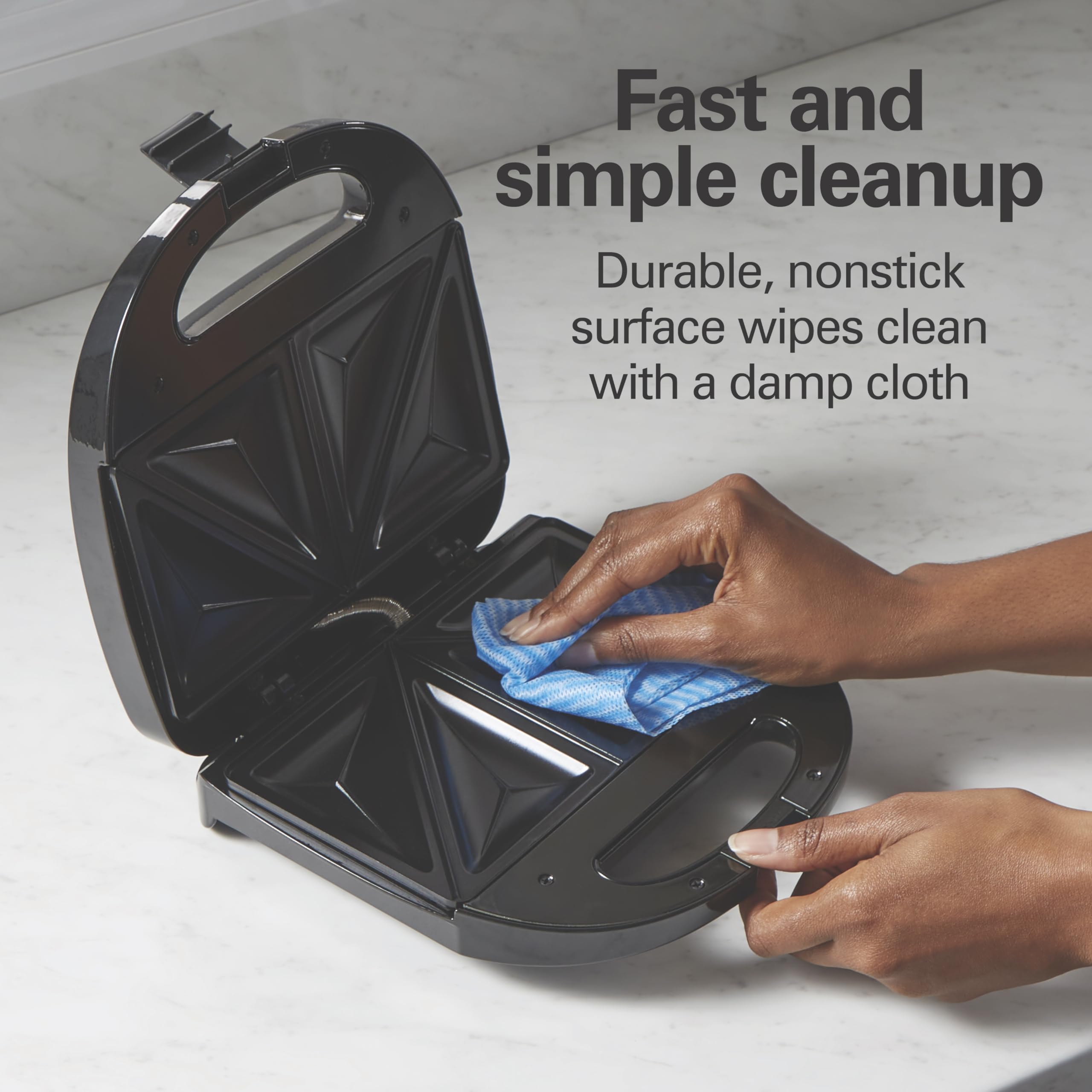 Hamilton Beach Electric Sealed Sandwich Maker Grill with PFAS-Free Nonstick Plates, Makes Stuffed French Toast, Omelets, Compact & Easy to Store, Black (25430G)