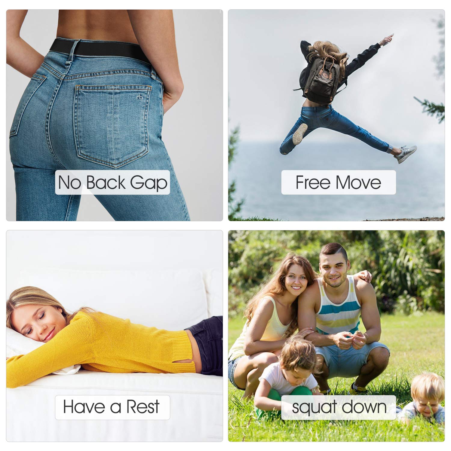 No Buckle Invisible Stretch Belt Buckle-Free Elastic Belt for Women