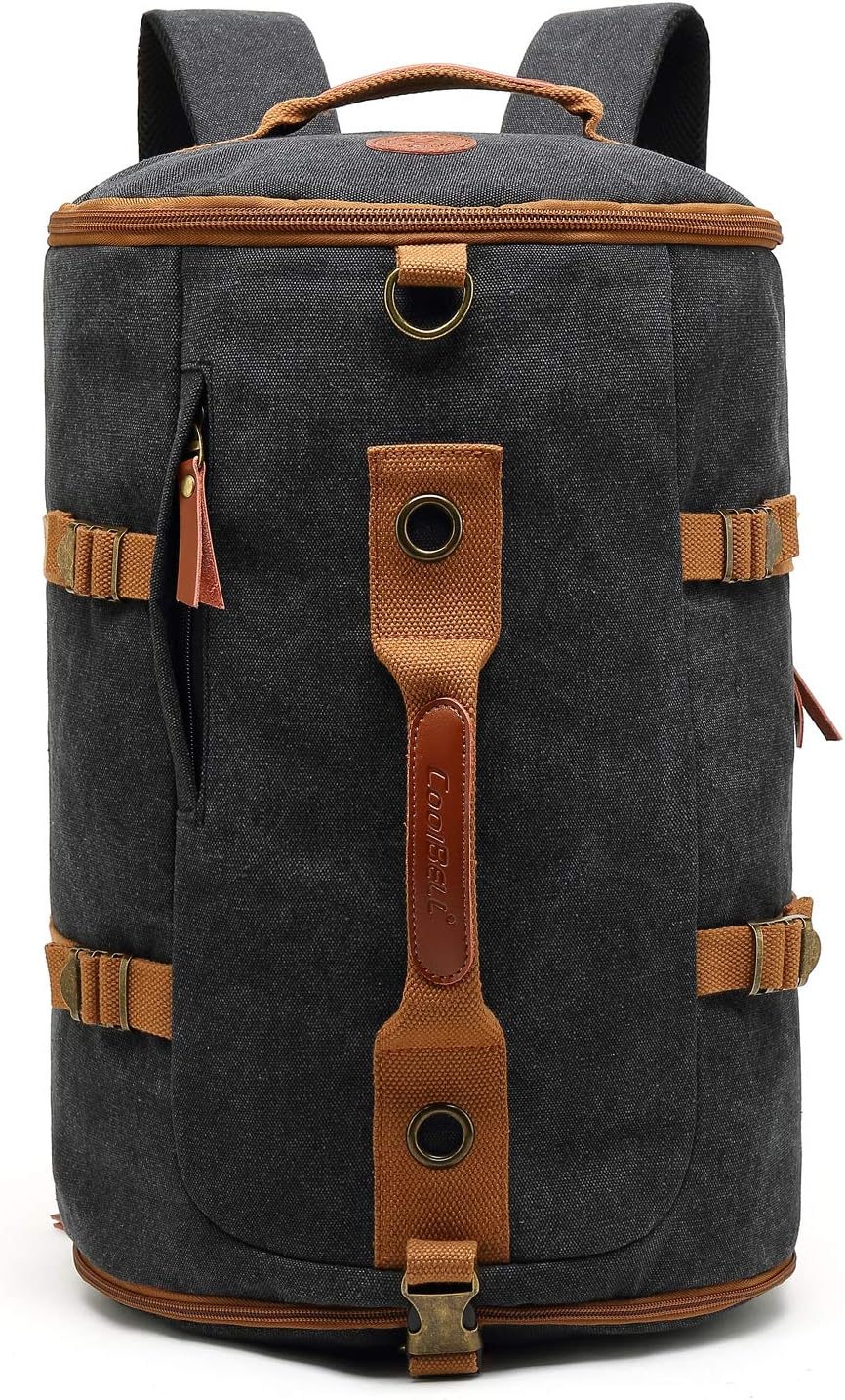 CoolBELL Sport Backpack Convertible Bag Shoulder Bag Briefcase 42L Travel Knapsack Light-Weight Water-Resistant Backpack Sport Duffel Fits 17.3 Inch Laptop for Men/Women (Canvas Black)