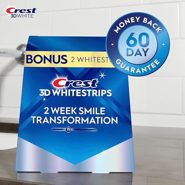 CREST 3D WHITESTRIPS GLAMOROUS WHITE, 3D WHITE, TEETH WHITENING STRIP KIT, 32 STRIPS (16 COUNT PACK) – CREST TEETH WHITENING STRIPS, TEETH WHITENING KIT – PACKAGING MAY VARY