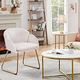 Yaheetech Velvet Tub Chair Vanity Chair Modern Accent Armchair White view 5
