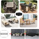 LAMUNI Garden Furniture Cover 420D Oxford Waterproof Rectangular 130x120x85cm view 7